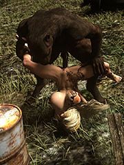 Big black wolf bones girl with his throbbing dick - Werewolf in love  by 3D Collection
